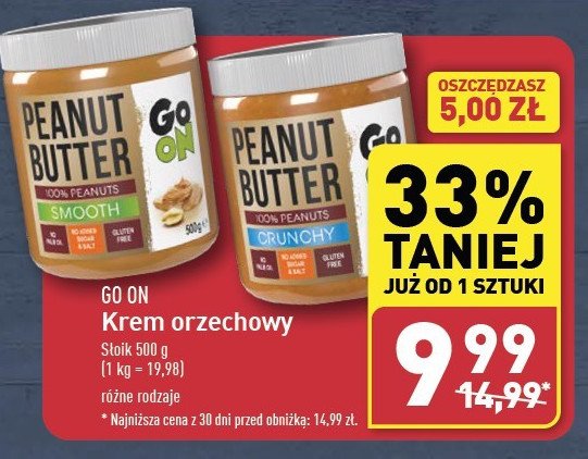 Masło orzechowe smooth Go on! promocja w Aldi