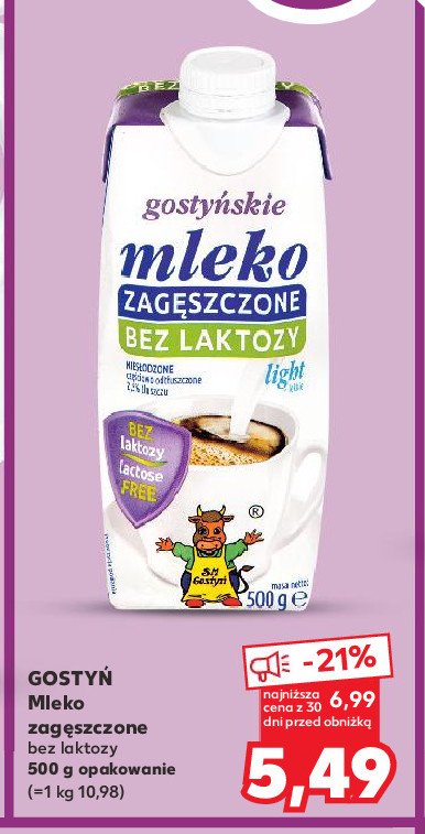 Mleko zagęszczone light bez laktozy Gostyń promocja