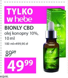 Olej konopny 10 % Bionly cbd promocja