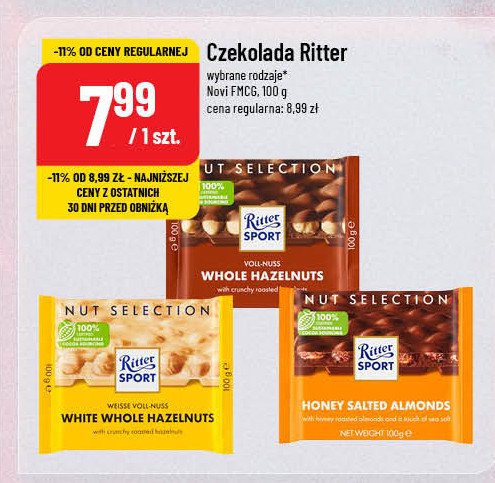 Czekolada mleczna whole hazelnuts Ritter sport promocja w POLOmarket