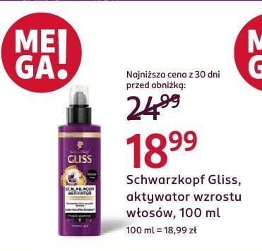 Akcelerator wzrostu Schwarzkopf Gliss włosów, 100 ml promocja w Rossmann