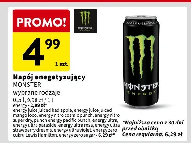 Napoj energetyczny Monster energy zero promocja