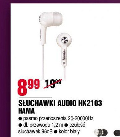 Słuchawki hk2103 białe Hama promocja