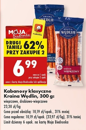 Kabanosy drobiowo-wieprzowe Kraina wędlin promocja