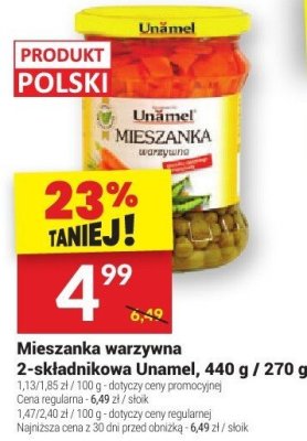 Mieszanka warzywna 2-składnikowa Unamel, 440 g / 270 g promocja w Twój Market