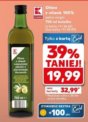 Oliwa z oliwek 100% extra virgin promocja w Kaufland