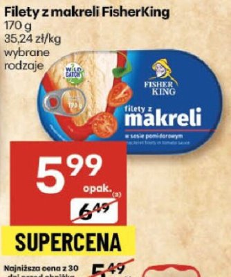 Filety z makreli FisherKing w sosie pomidorowym promocja w Delikatesy Centrum