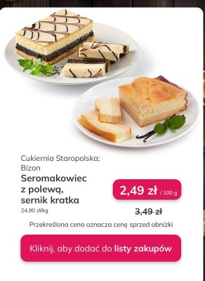 Seromakowiec z polewą Cukiernia Staropolska promocja w Stokrotka