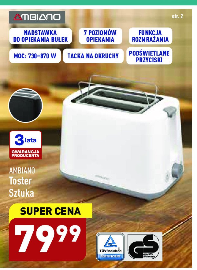 Toster 730-870 w AMBIANO promocja