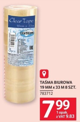 Taśma biurowa CLEAR TAPE TAŚMA BIUROWA 19 MM x 33 M 8 SZT. promocja w Selgros