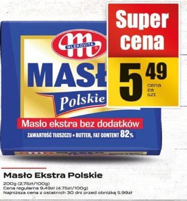 Masło Ekstra Polskie Mlekovita promocja w Supeco