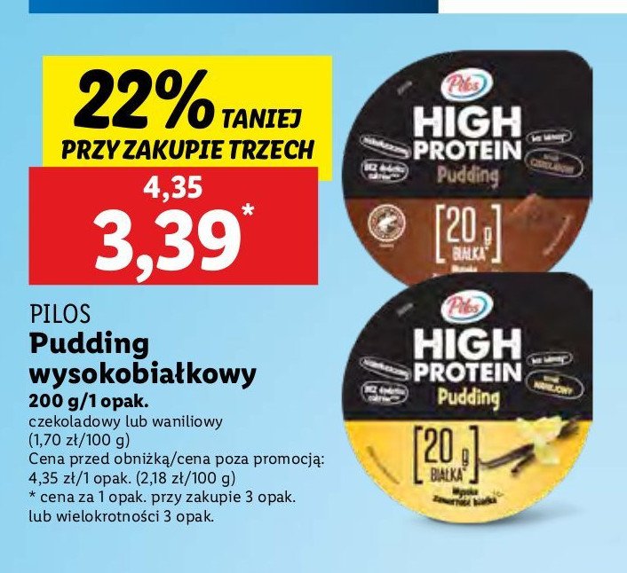 Pudding proteinowy czekoladowy PILOS HIGH PROTEIN promocja