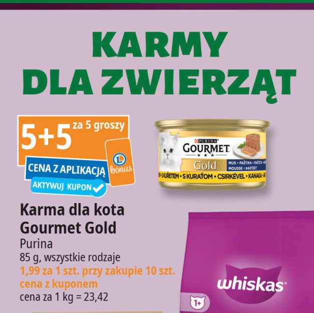 Karma dla kota mus z kurczakiem Purina gourmet gold promocja w Leclerc