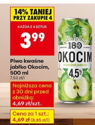 Piwo kwaśne jabłko Okocim, 500 ml promocja w Biedronka