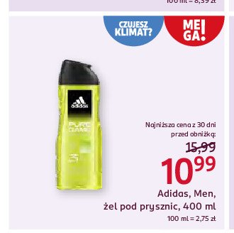 Żel pod prysznic pure game Adidas body hair face 3 Adidas cosmetics promocja