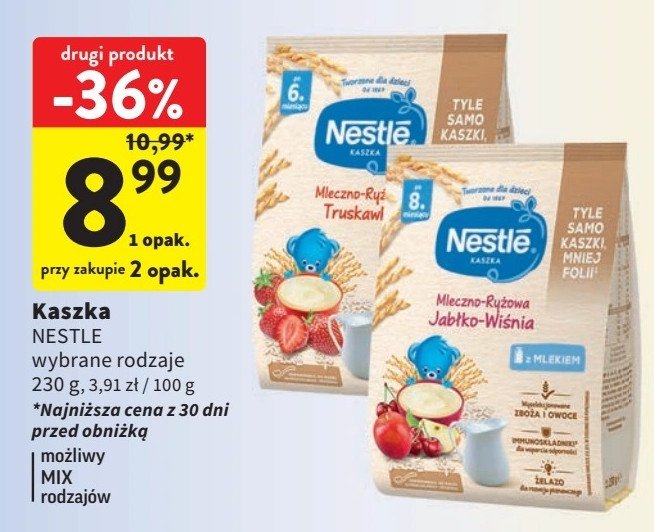 Kaszka mleczno-ryżowa jabłko wiśnia Kaszka nestle promocja