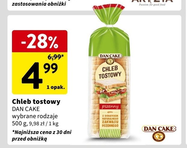 Chleb tostowy pszenny Dan cake promocja w Intermarche