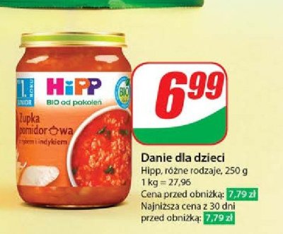 Zupka pomidorowa z ryżem i indykiem Hipp bio promocja