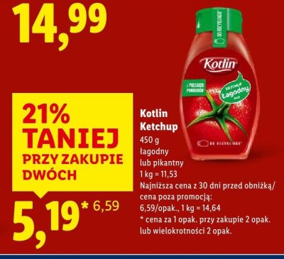 Ketchup Kotlin różne rodzaje promocja w Lidl