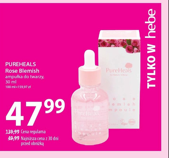 Ampułka do twarzy Pure heal's rose blemish promocja w Hebe