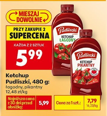 Ketchup Pudliszki 480g: łagodny, pikantny promocja w Biedronka