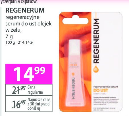 Serum do ust olejek w żelu Regenerum promocja w Hebe