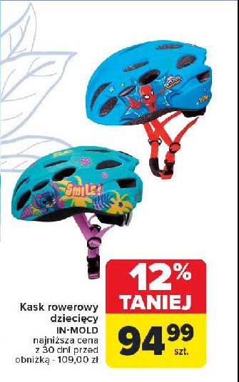 Kask rowerowy dziecięcy in-mold promocja w Carrefour