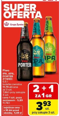 Piwo IPA Żywiec 0.5l butelka zwrotna promocja w Carrefour