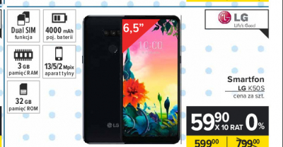 Smartfon k50s czarny Lg promocja