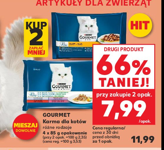 Karma dla kota mini fileciki w sosie cielęcina z warzywami + dziczyzna + wołowina + pstrąg Purina gourmet perle promocja