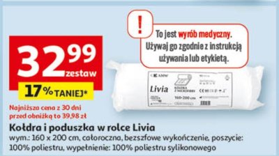 Kołdra i poduszka w rolce Livia promocja w Auchan
