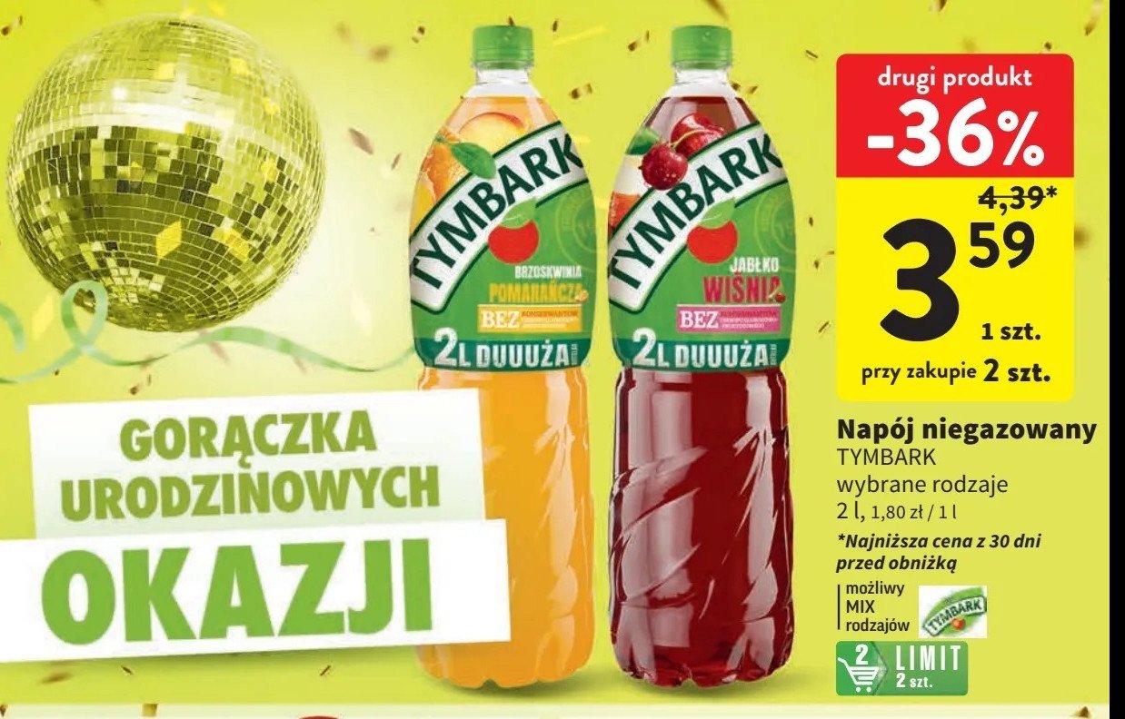 Napój pomarańcza-brzoskwinia Tymbark promocja