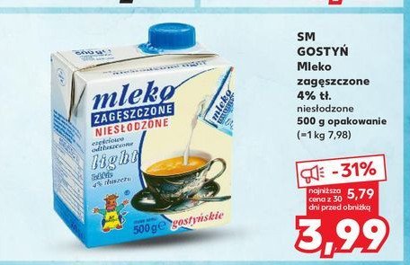Mleko zagęszczone niesłodzone light Gostyń promocja