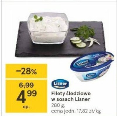 Filety śledziowe w sosie śmietanowym Lisner promocja