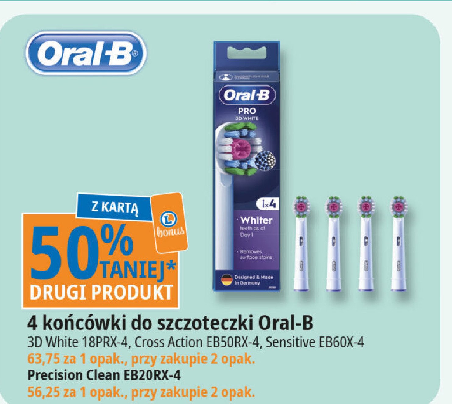 Wybielające końcówki do szczotek eb 18-4 Oral-b 3d white promocja