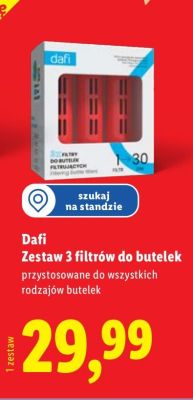 Zestaw 3 filtrów do butelek Dafi przystosowane do wszystkich rodzajów butelek promocja w Lidl