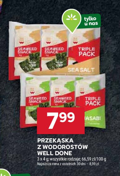 Przekąska z wodorostów wasabi Well done promocja w Stokrotka