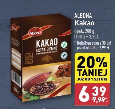 Kakao extra ciemne Albona promocja w Aldi