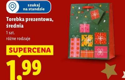 Torebka prezentowa średnia różne rodzaje promocja w Lidl