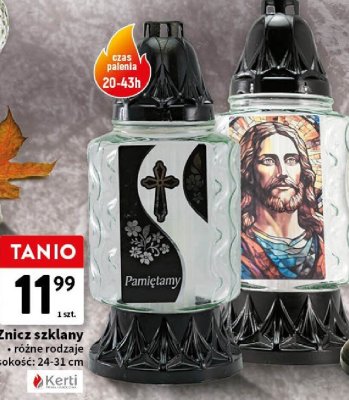 Znicz szklany różne rodzaje 24-31 cm promocja w Intermarche