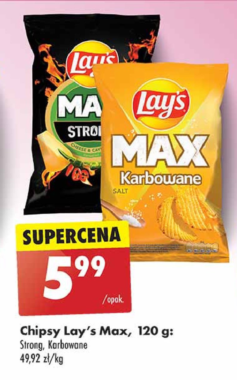 Chipsy cheese & cayenne Lay's max strong promocja