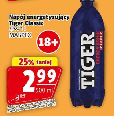 Napój energetyzujący Tiger Classic promocja w Prim Market