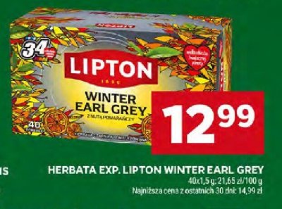 Herbata exp. Lipton Winter Earl Grey promocja w Stokrotka
