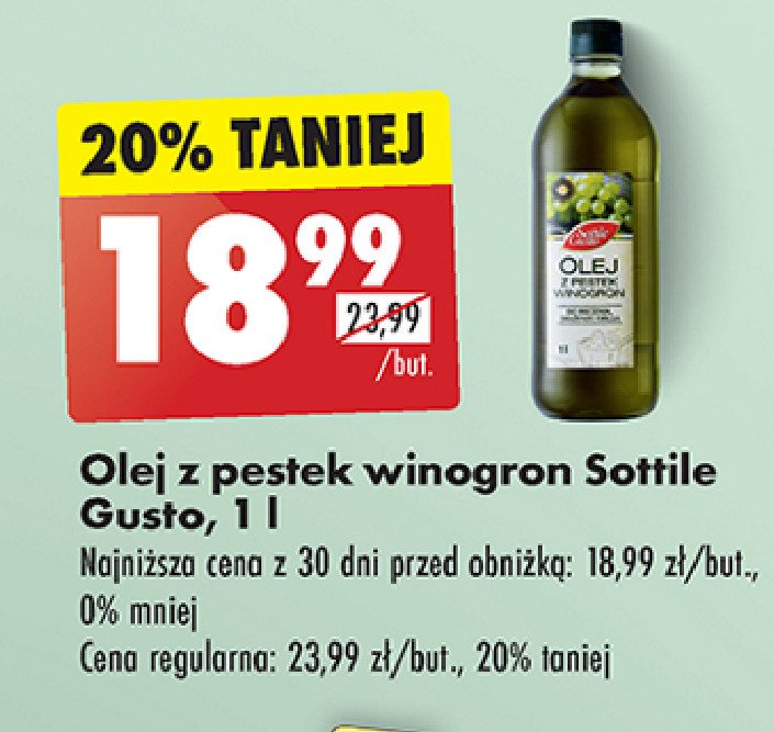 Olej z pestek winogron Sottile gusto promocja