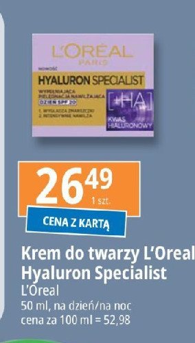 Krem wypełniający pielęgnacja nawilżająca na dzień L'oreal hyaluron specialist promocja