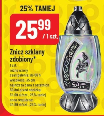 Znicz szklany zdobiony różne wzory promocja w POLOmarket