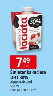 Śmietanka łaciata UHT 30% promocja w Leclerc
