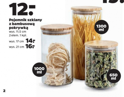Pojemniki szklane z bambusową przykrywką 11.5 cm 650 ml promocja