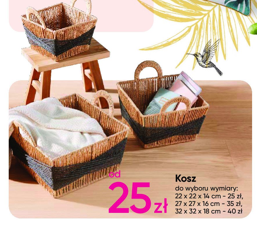 Koszyk do przechowywania 22 x 22 x 14 cm promocja