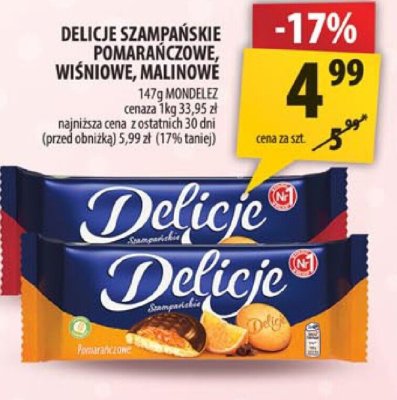Delicje szampańskie pomarańczowe, wiśniowe, malinowe promocja w Arhelan